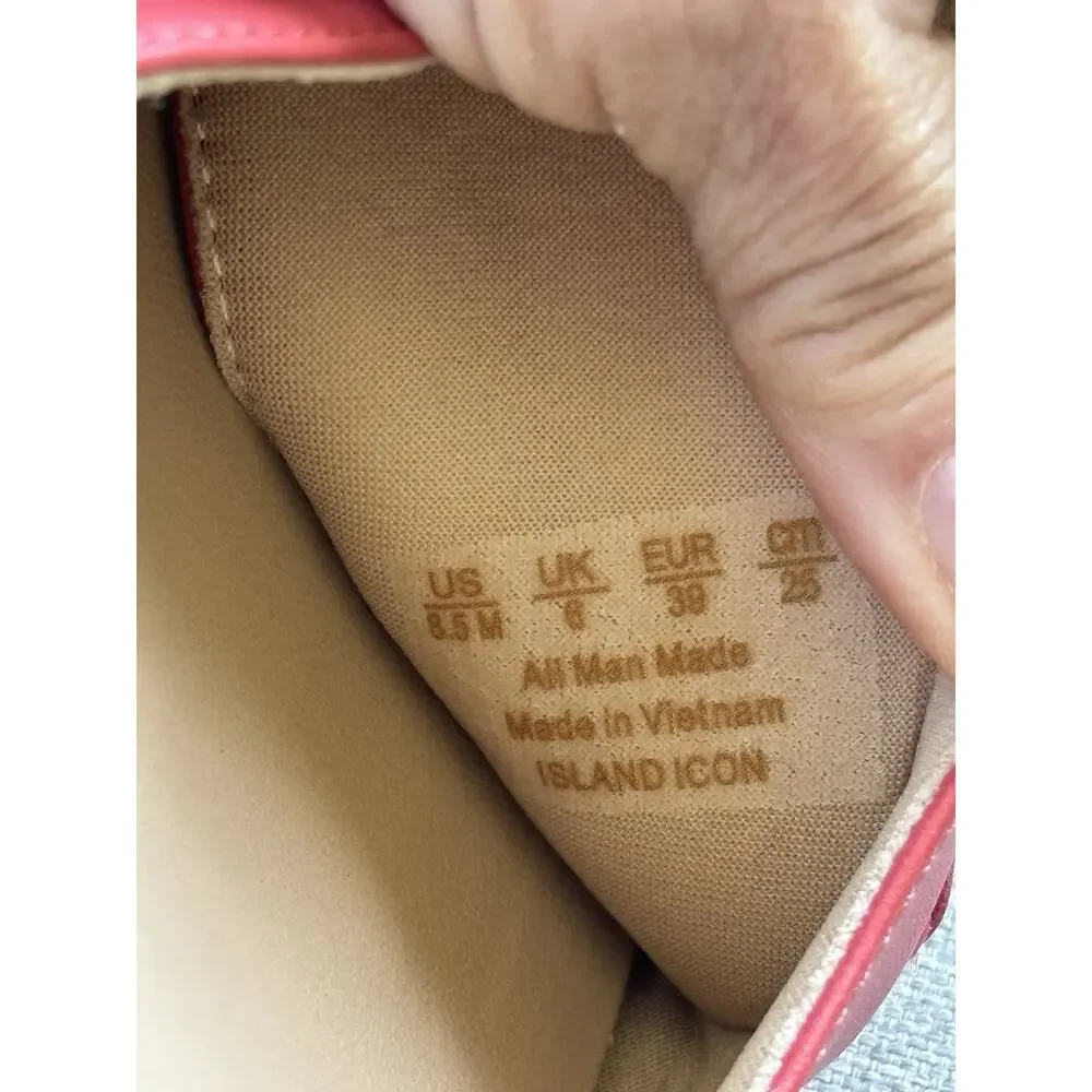 WOMEN'S RED/TAN DR. SCHOLL'S ICONIC SLIDE ON BEACH/POOL SANDAL SIZE 8.5 NWOT